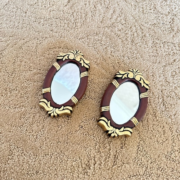Other - Vintage ItalianStyle Mini Oval Mirrors (Set of 2) – Ornate Gold & Mahogany Look
